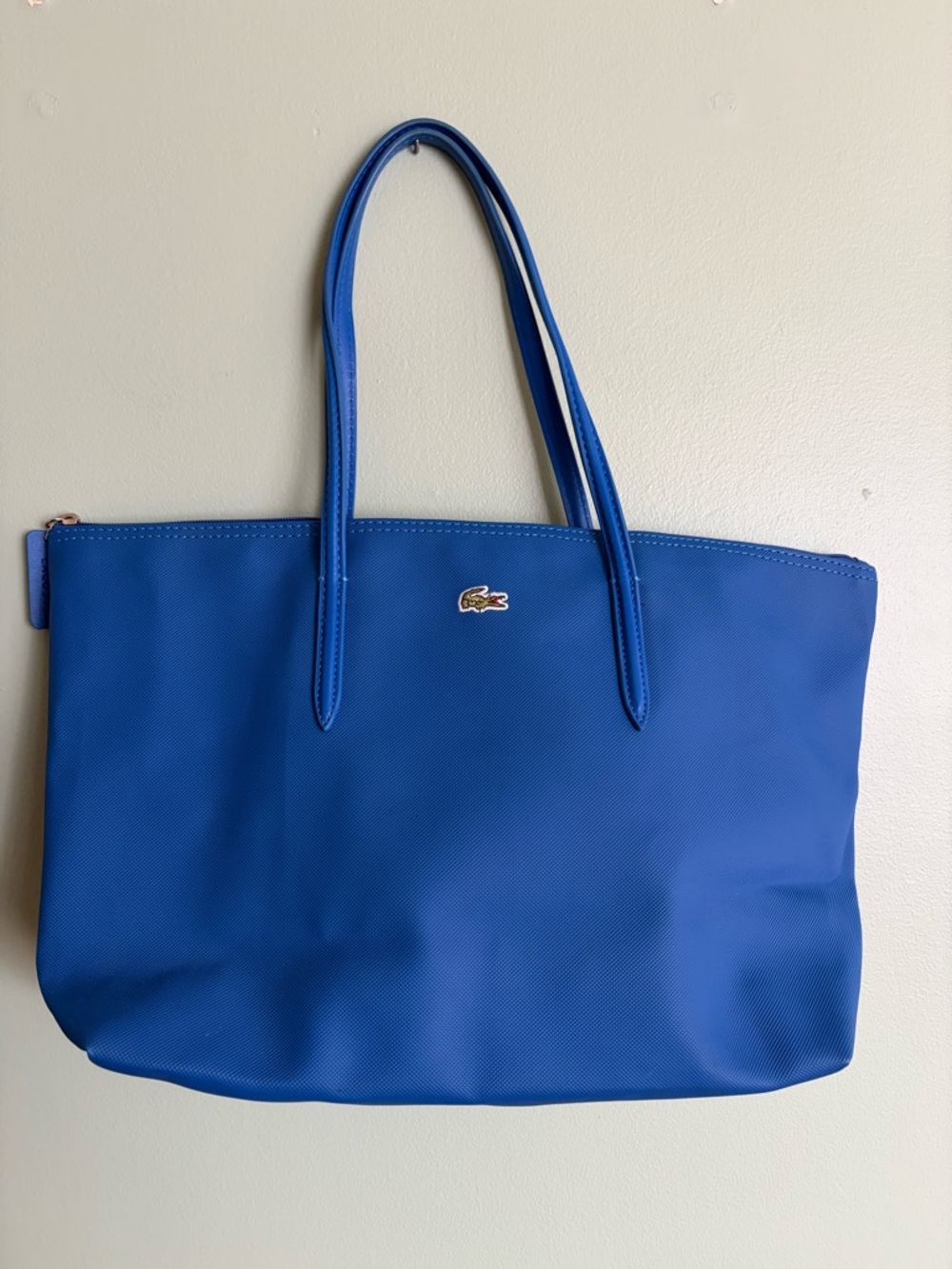 Lacoste Large Tote Bag Blue Piqué Textured Shopper Versatile Preppy Nautical